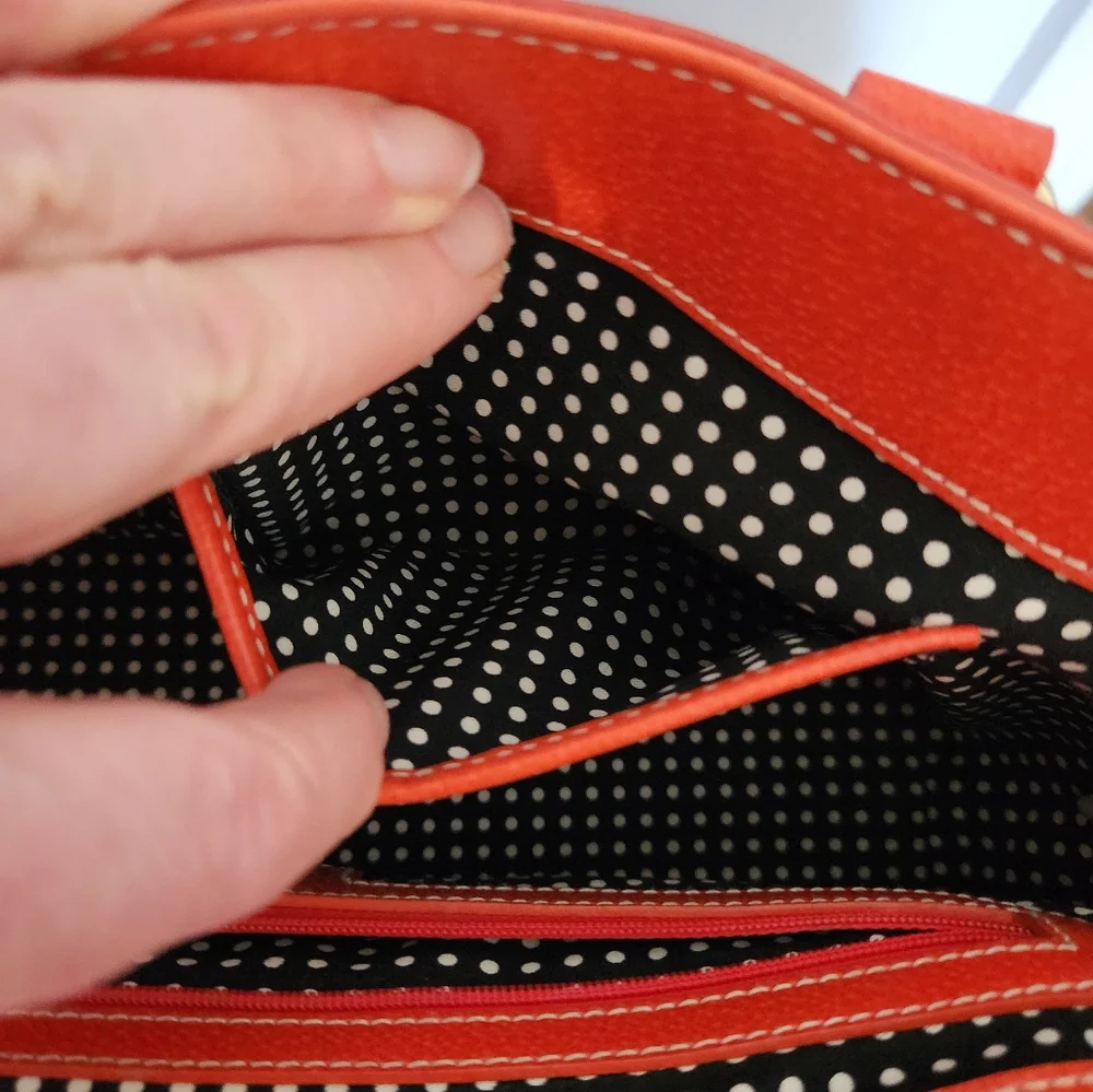 Kate Spade Orange Leather Satchel – Polka Dot Interior| MSRP $298